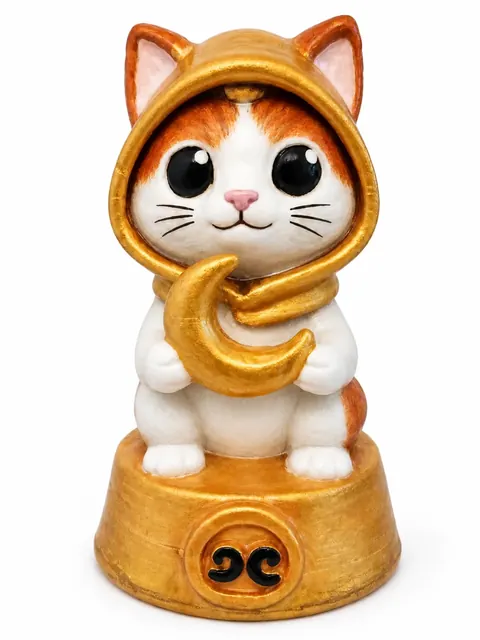 Gatriel Cáncer, figura de gato del signo Cáncer pintada a mano