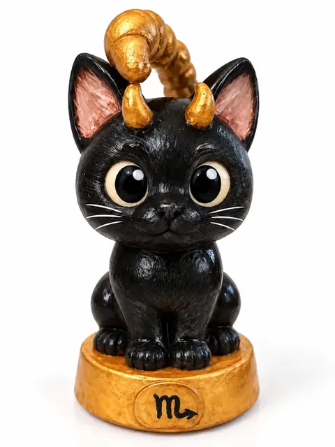 Gatriel Escorpio, figura de gato del signo Escorpio pintada a mano