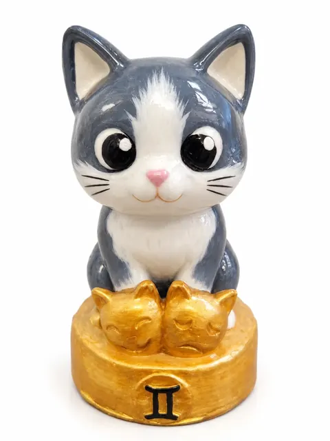 Gatriel Géminis pelaje gris y blanco