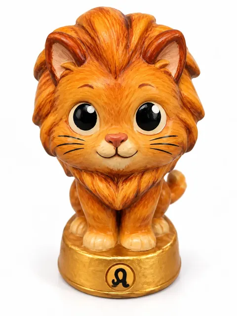 Gatriel Leo, figura de gato del signo Leo pintada a mano