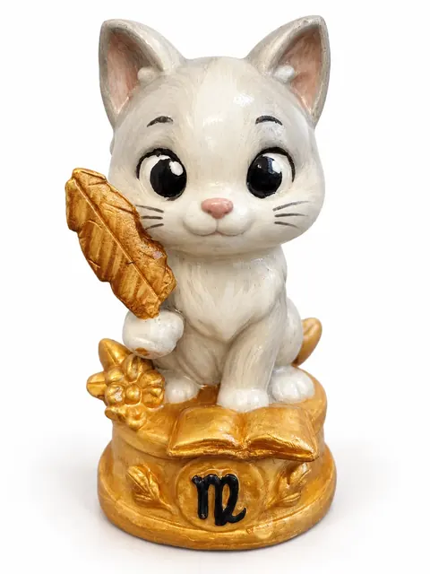 Gatriel Virgo, figura de gato del signo Virgo pintada a mano